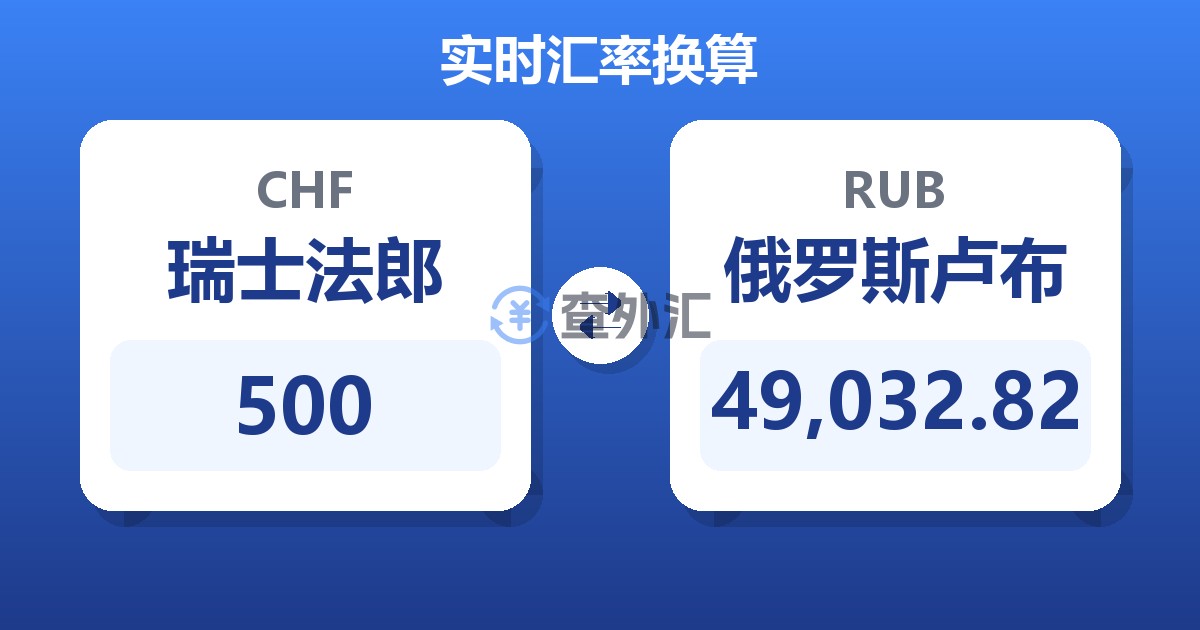 500瑞士法郎兑俄罗斯卢布