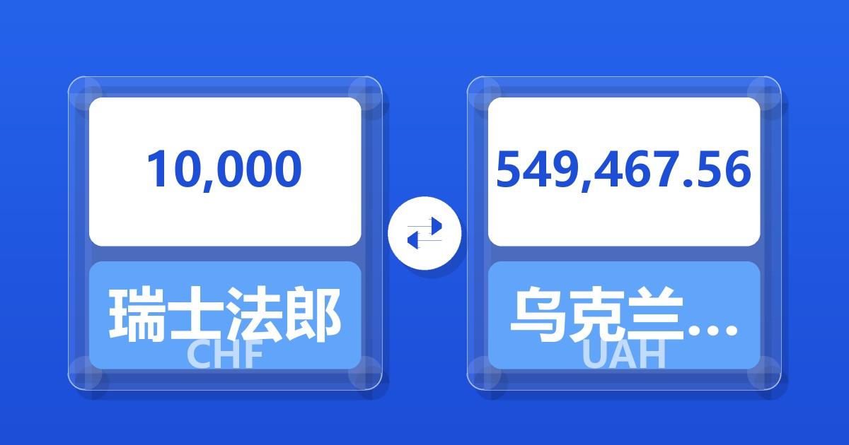 10,000瑞士法郎兑乌克兰格里夫纳
