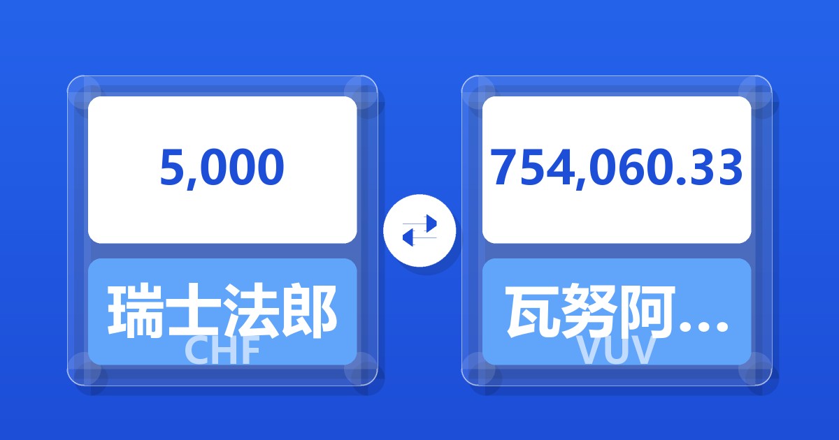 5,000瑞士法郎兑瓦努阿图瓦图