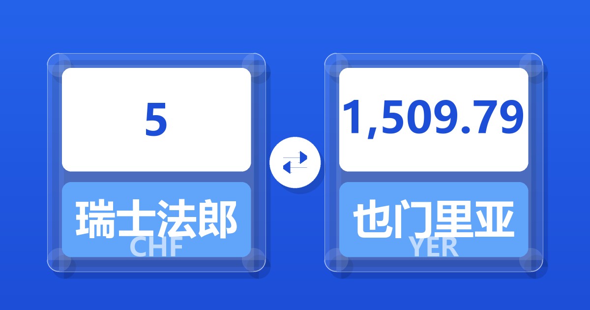 5瑞士法郎兑也门里亚尔
