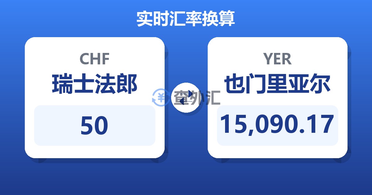 50瑞士法郎兑也门里亚尔