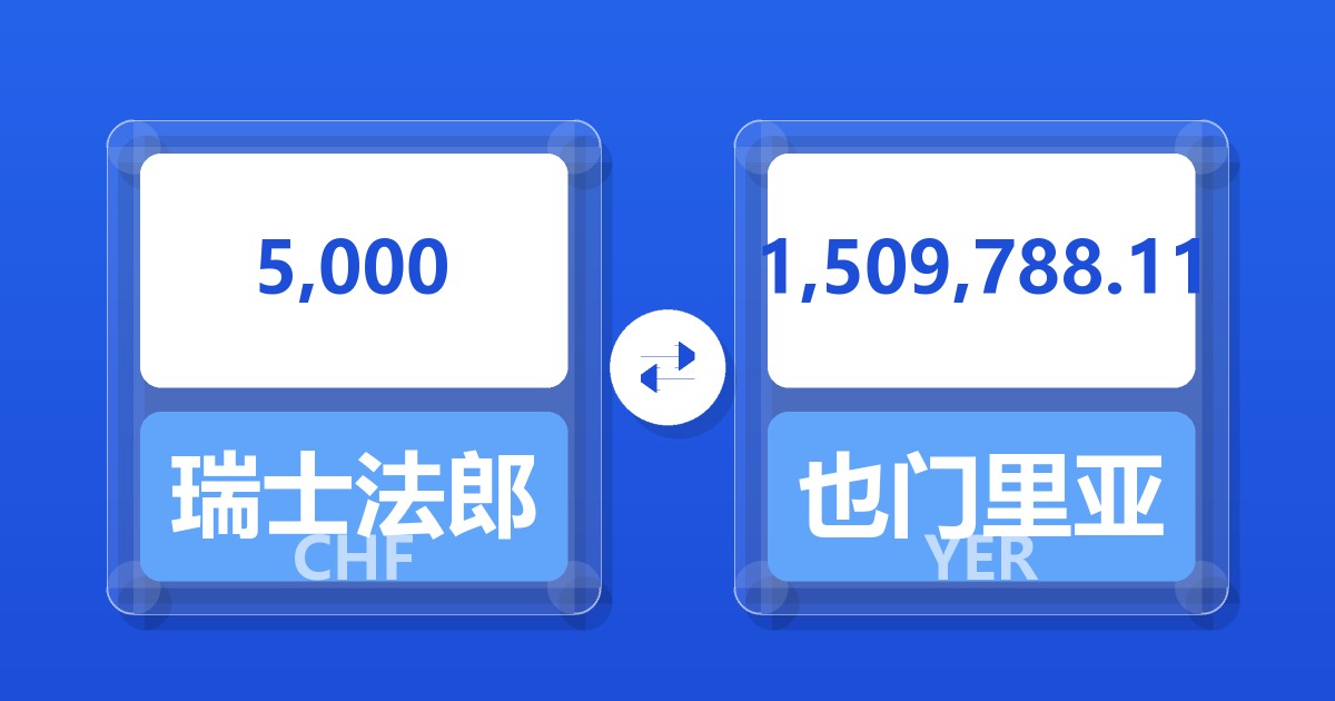 5,000瑞士法郎兑也门里亚尔