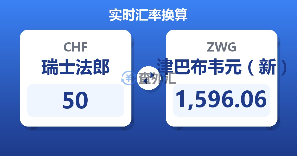 50瑞士法郎兑津巴布韦元（新）