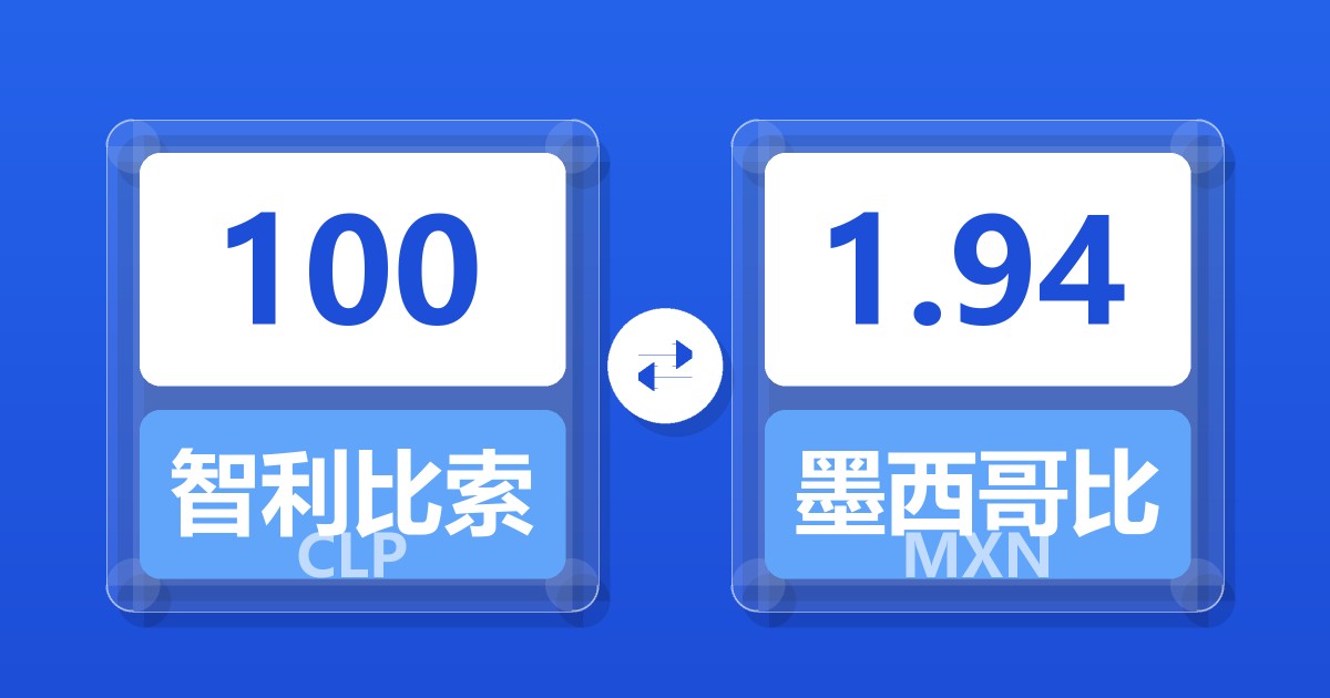 100智利比索兑墨西哥比索