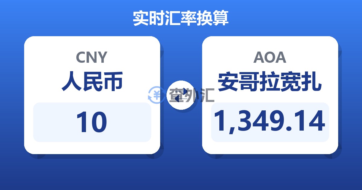 10人民币兑安哥拉宽扎