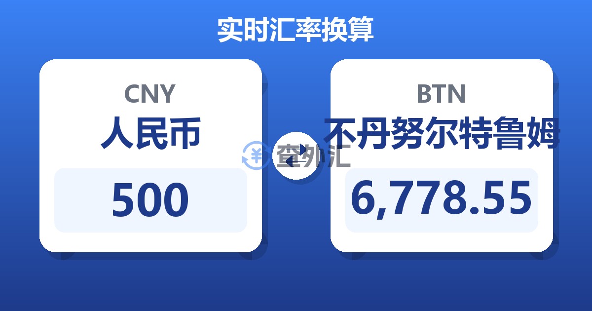 500人民币兑不丹努尔特鲁姆