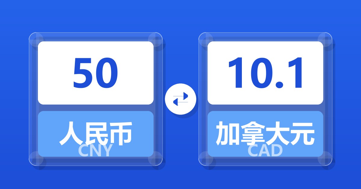 50人民币兑加拿大元