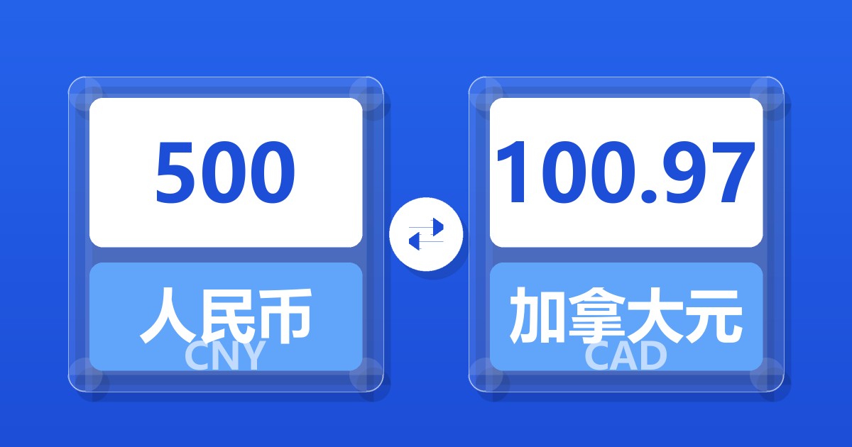 500人民币兑加拿大元