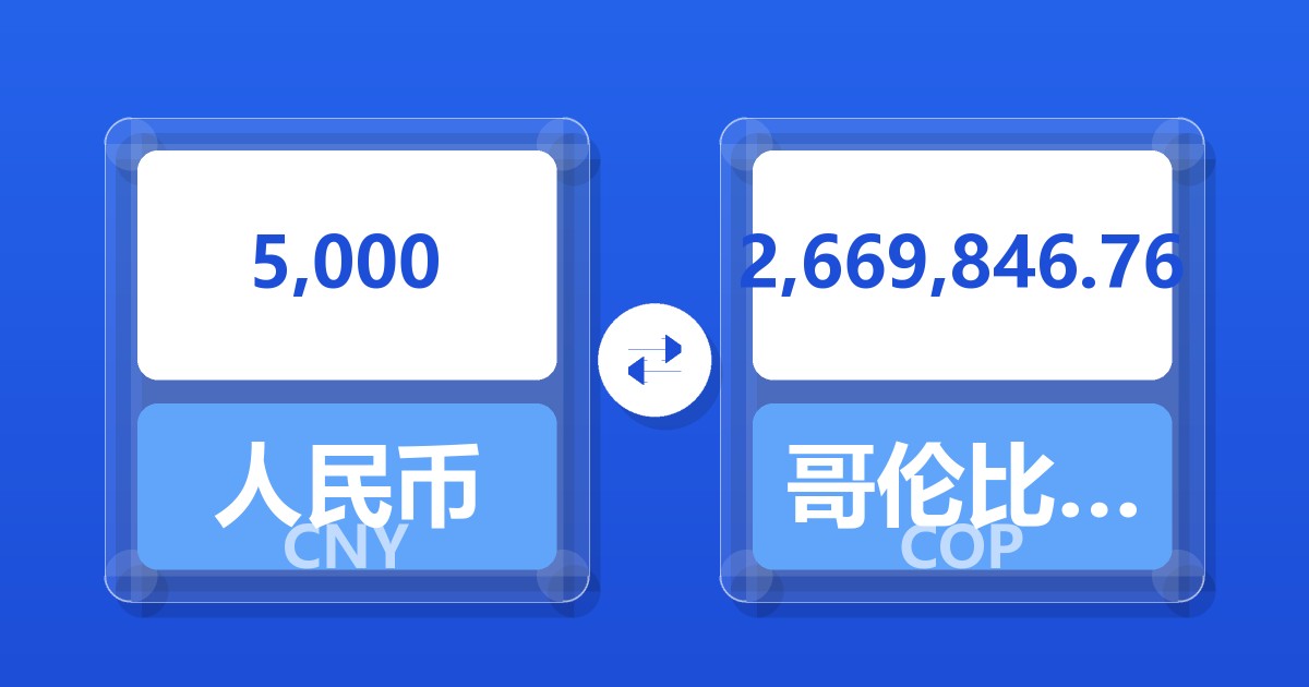 5,000人民币兑哥伦比亚比索