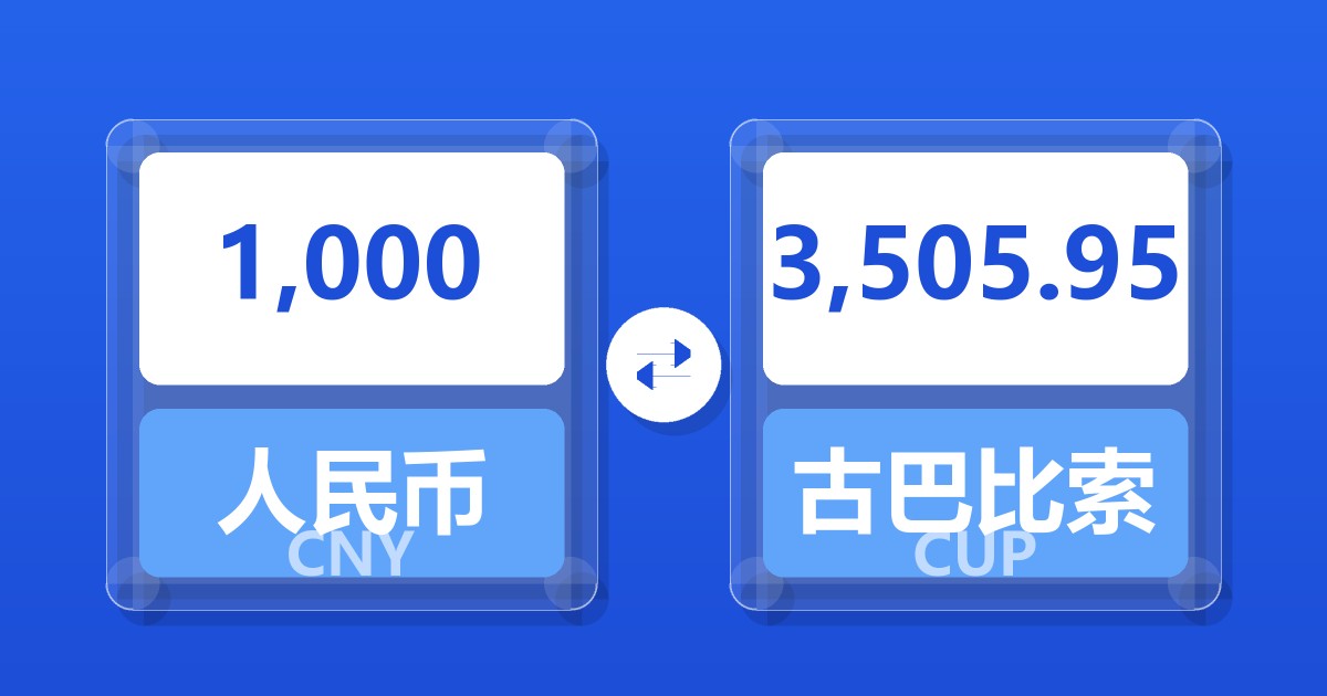 1,000人民币兑古巴比索