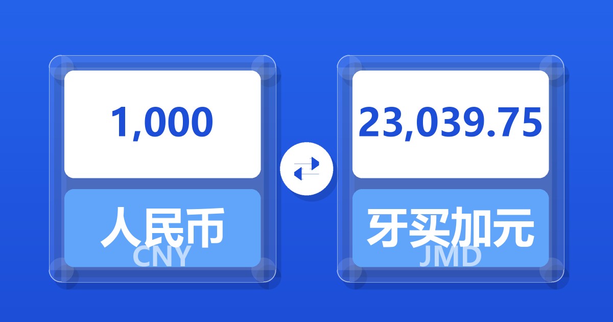1,000人民币兑牙买加元