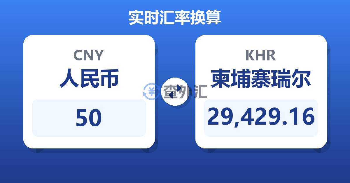 50人民币兑柬埔寨瑞尔