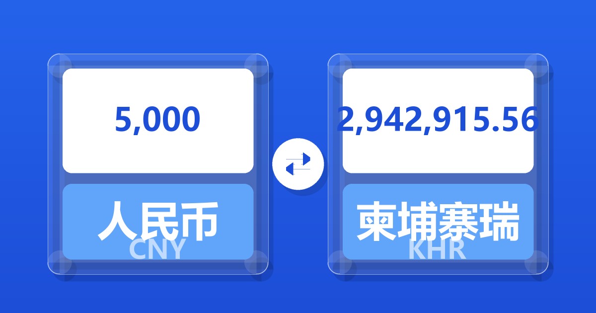5,000人民币兑柬埔寨瑞尔