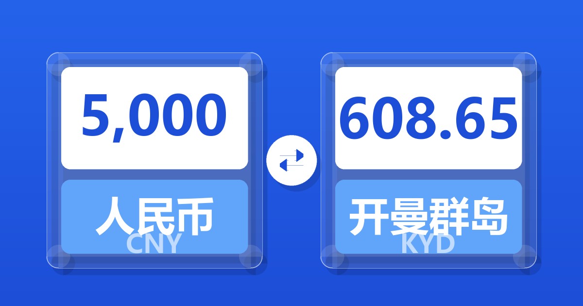 5,000人民币兑开曼群岛元
