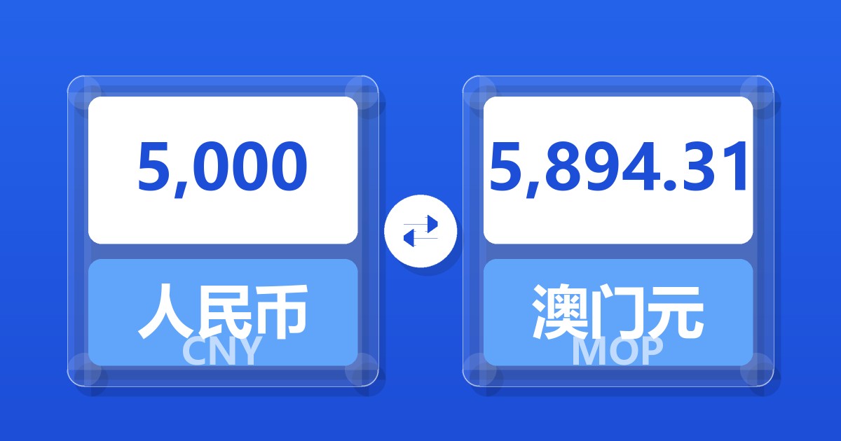 5,000人民币兑澳门元