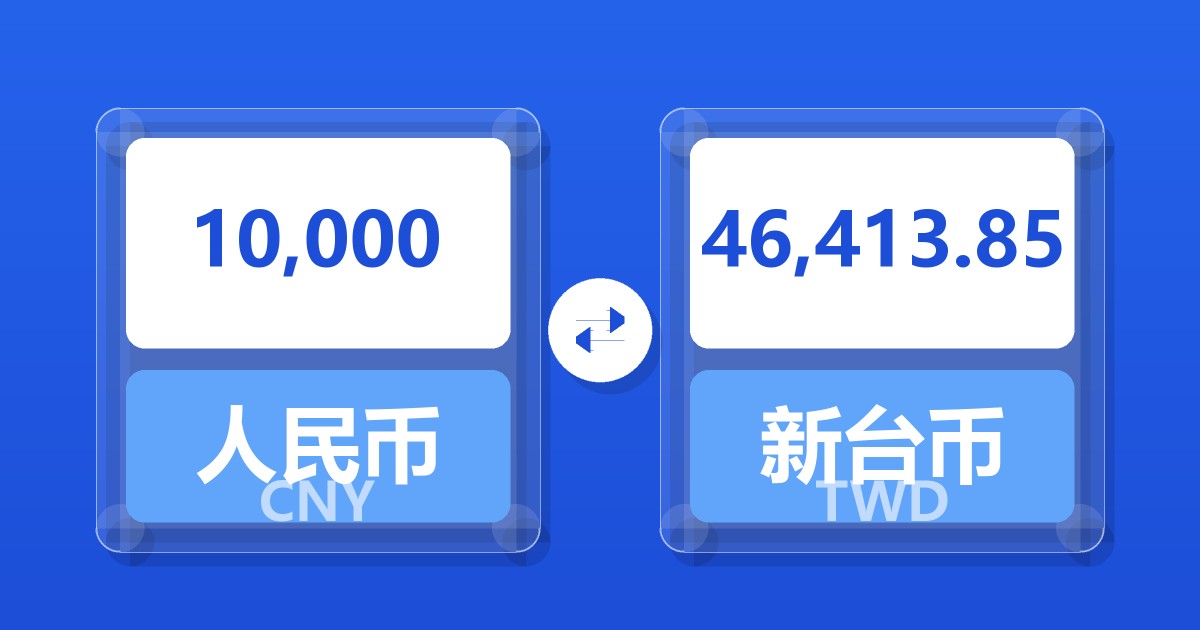 10,000人民币兑新台币