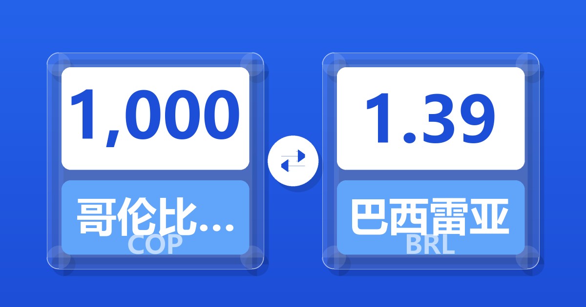 1,000哥伦比亚比索兑巴西雷亚尔
