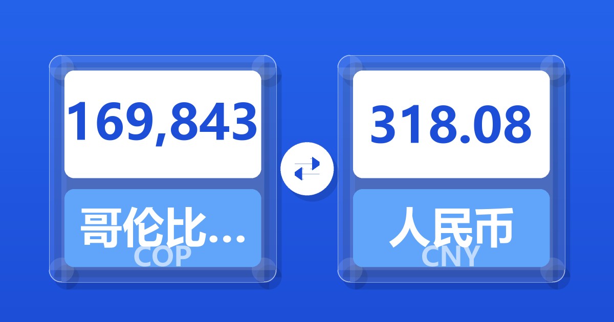169,843哥伦比亚比索兑人民币