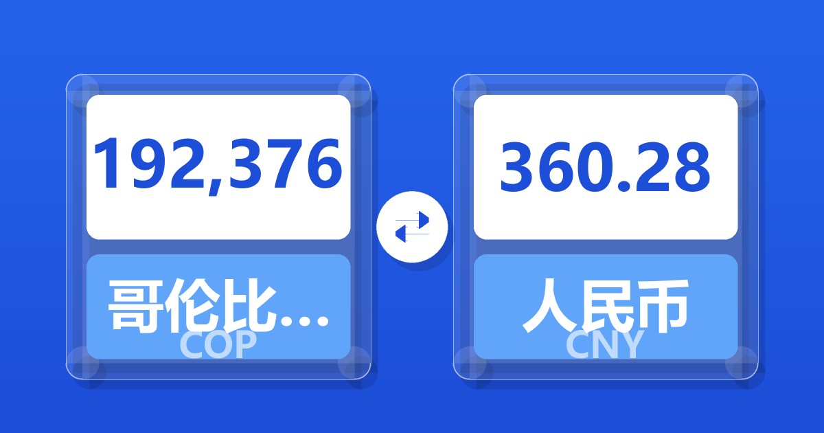 192,376哥伦比亚比索兑人民币