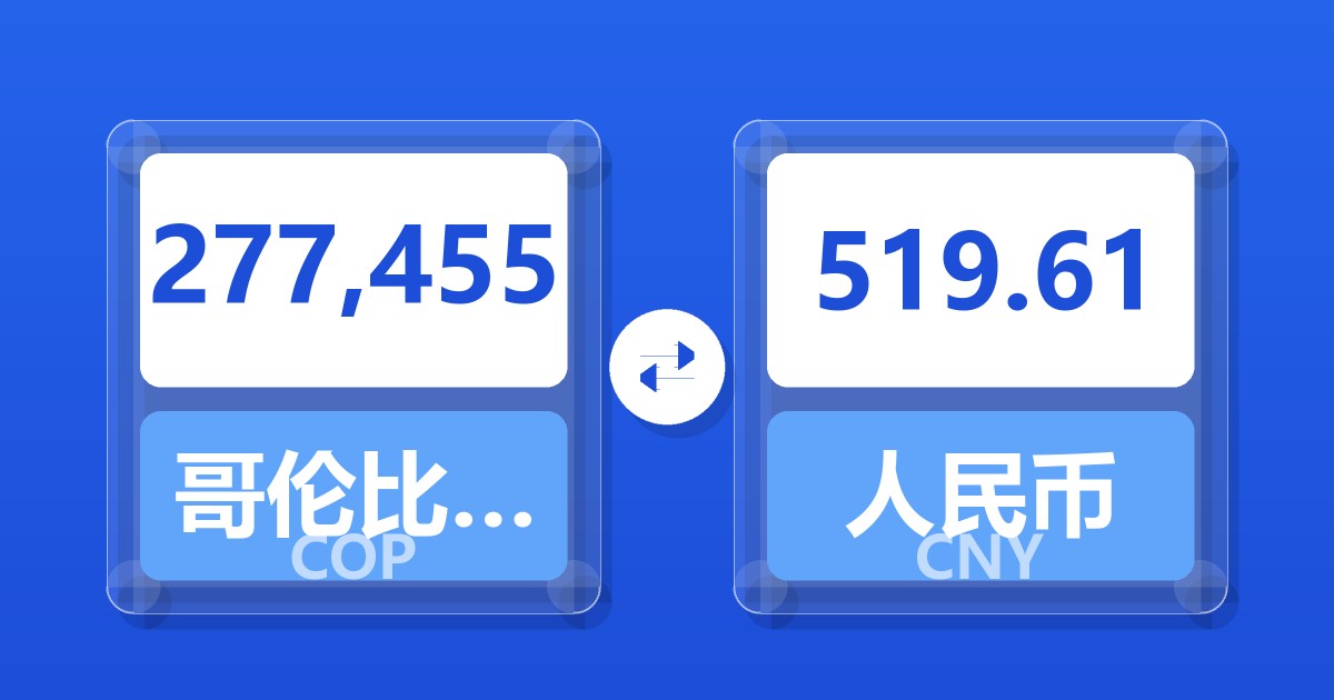 277,455哥伦比亚比索兑人民币
