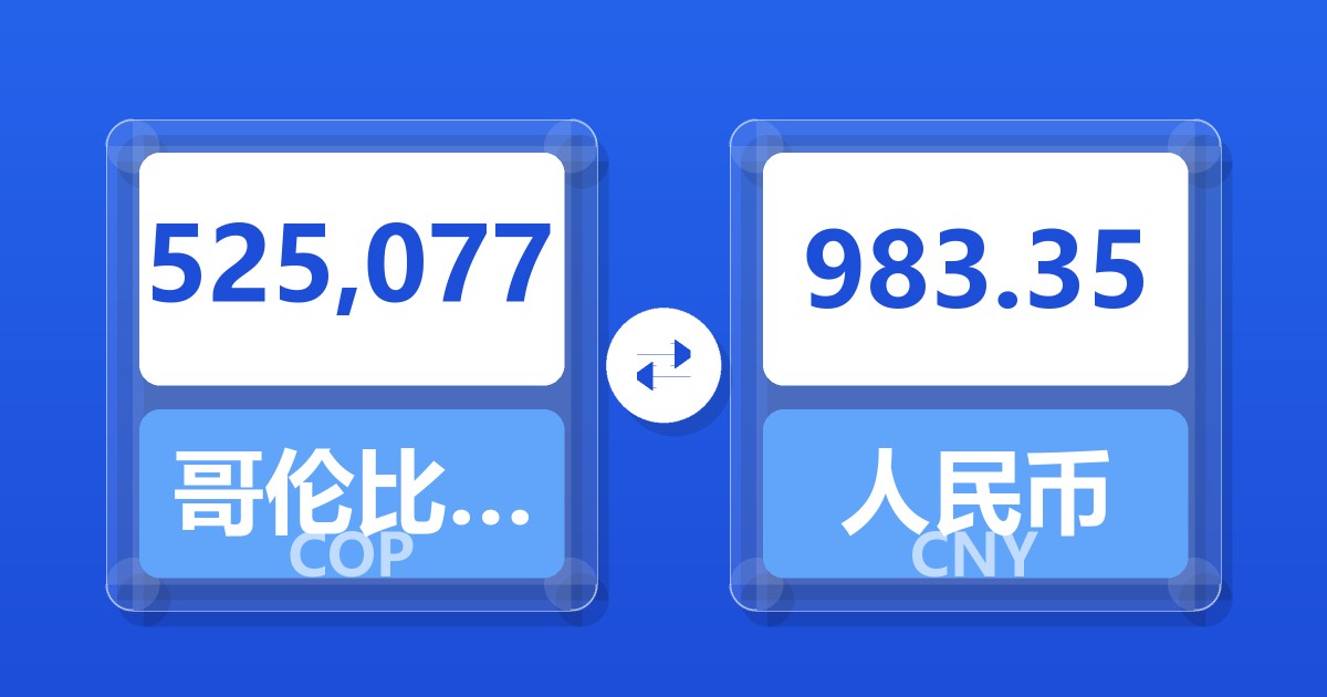 525,077哥伦比亚比索兑人民币