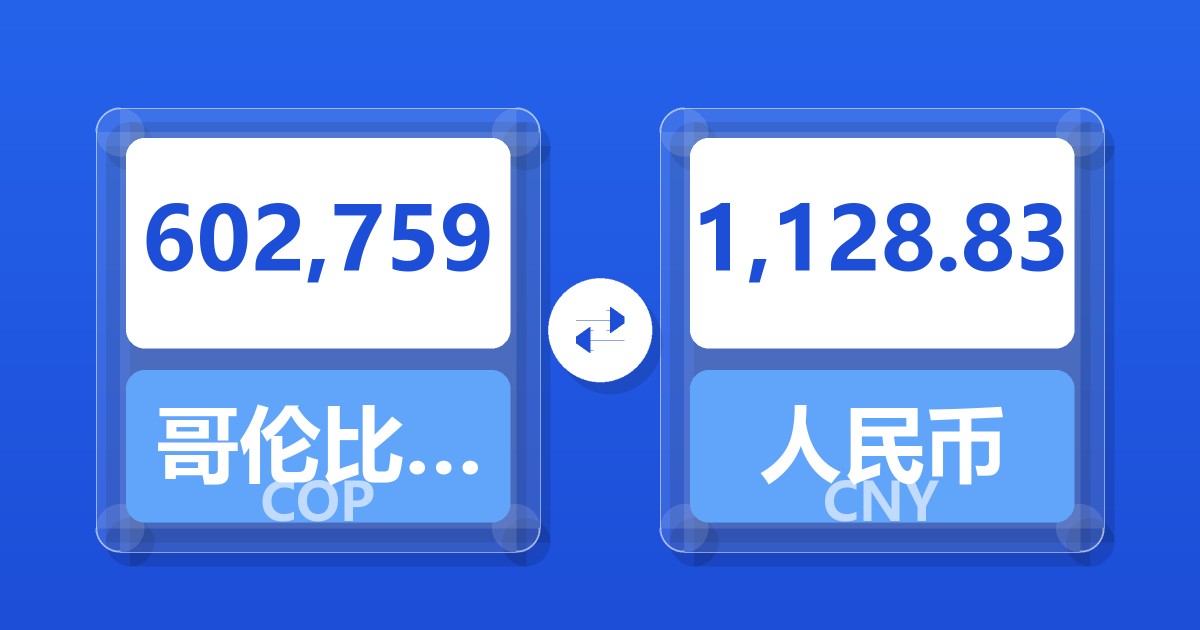 602,759哥伦比亚比索兑人民币