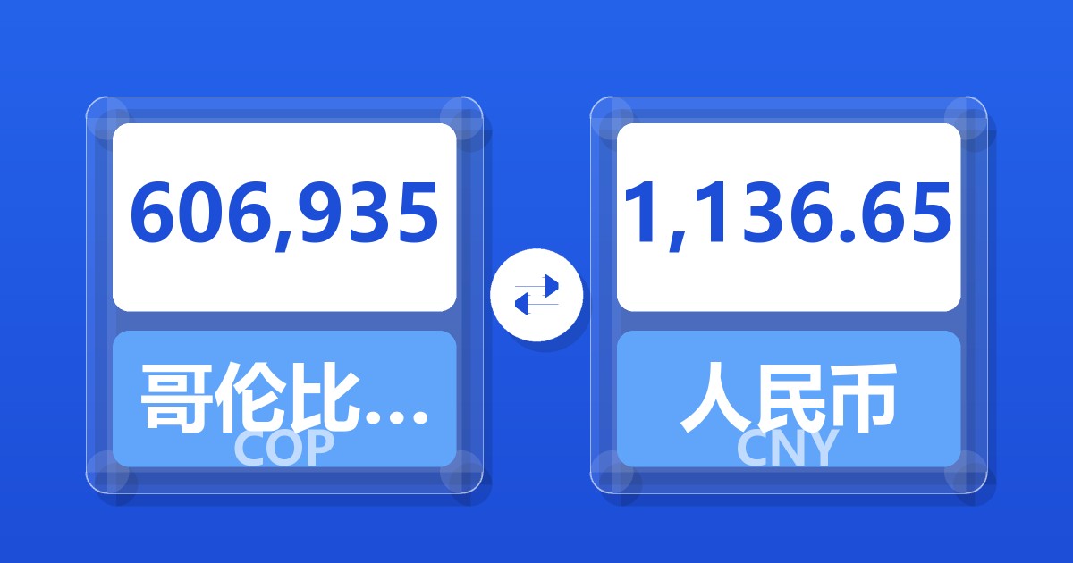 606,935哥伦比亚比索兑人民币