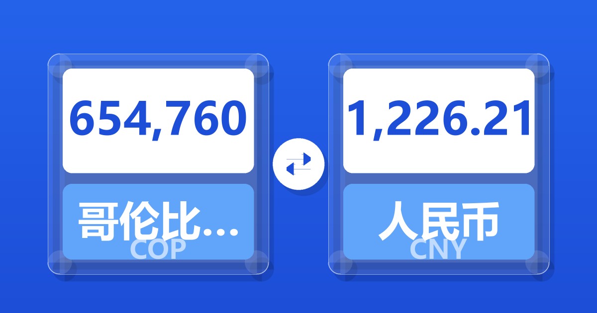 654,760哥伦比亚比索兑人民币