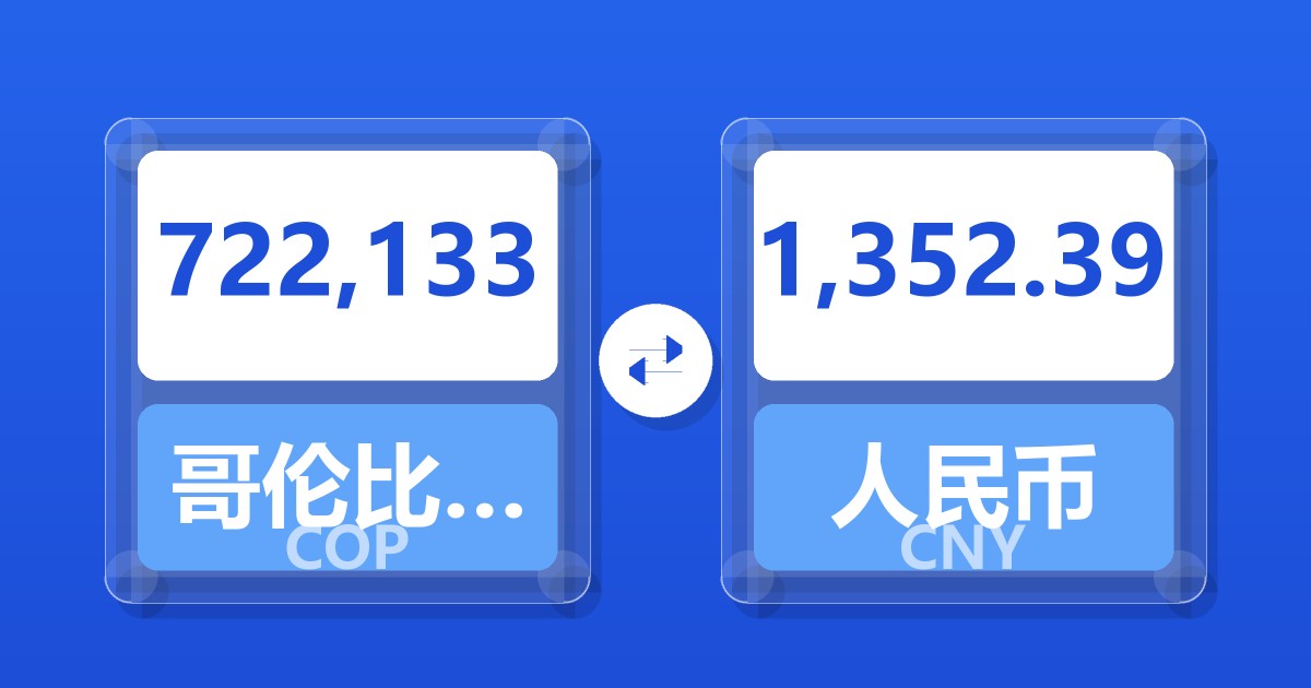 722,133哥伦比亚比索兑人民币