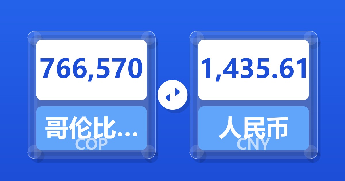 766,570哥伦比亚比索兑人民币