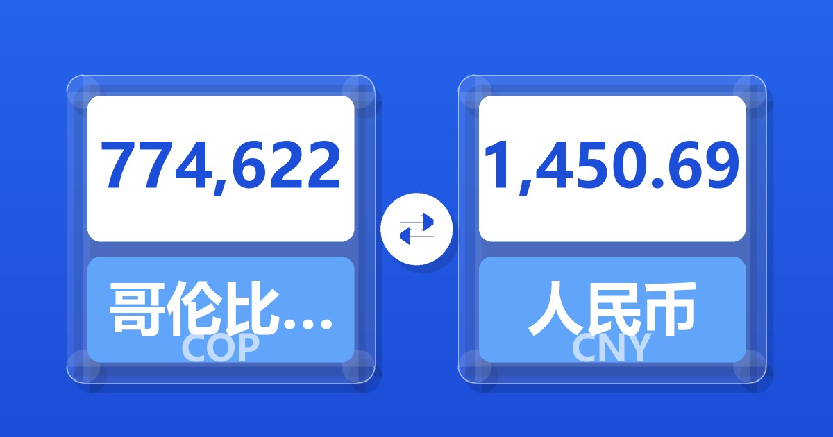774,622哥伦比亚比索兑人民币
