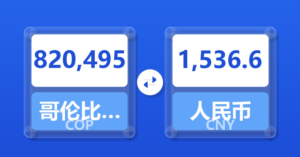 820,495哥伦比亚比索兑人民币