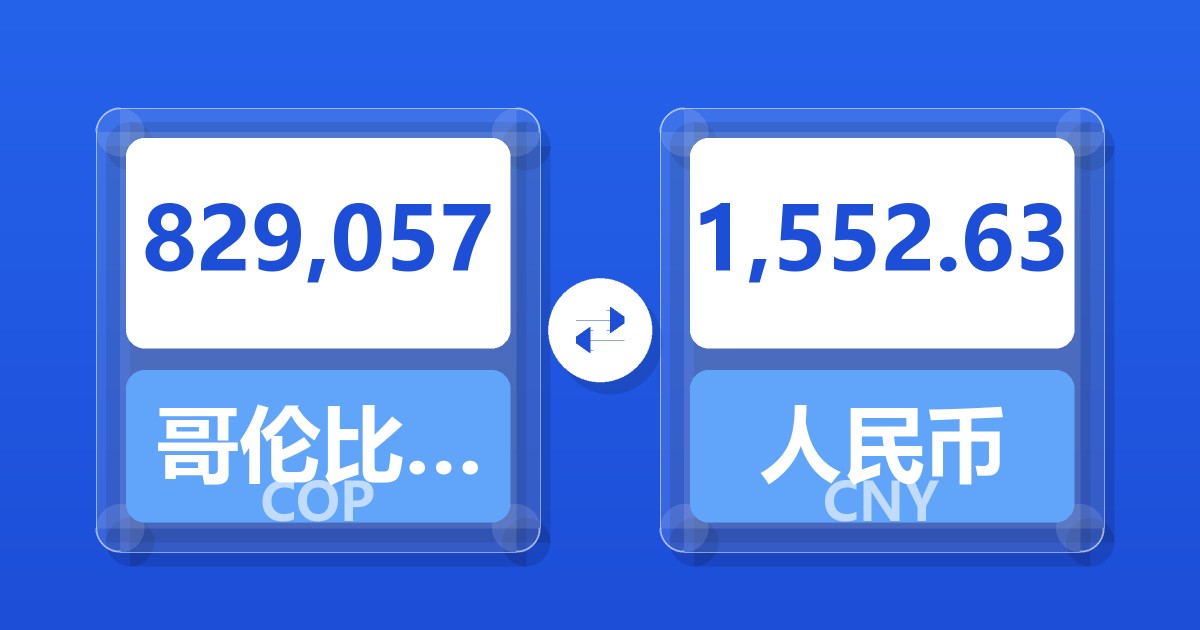 829,057哥伦比亚比索兑人民币