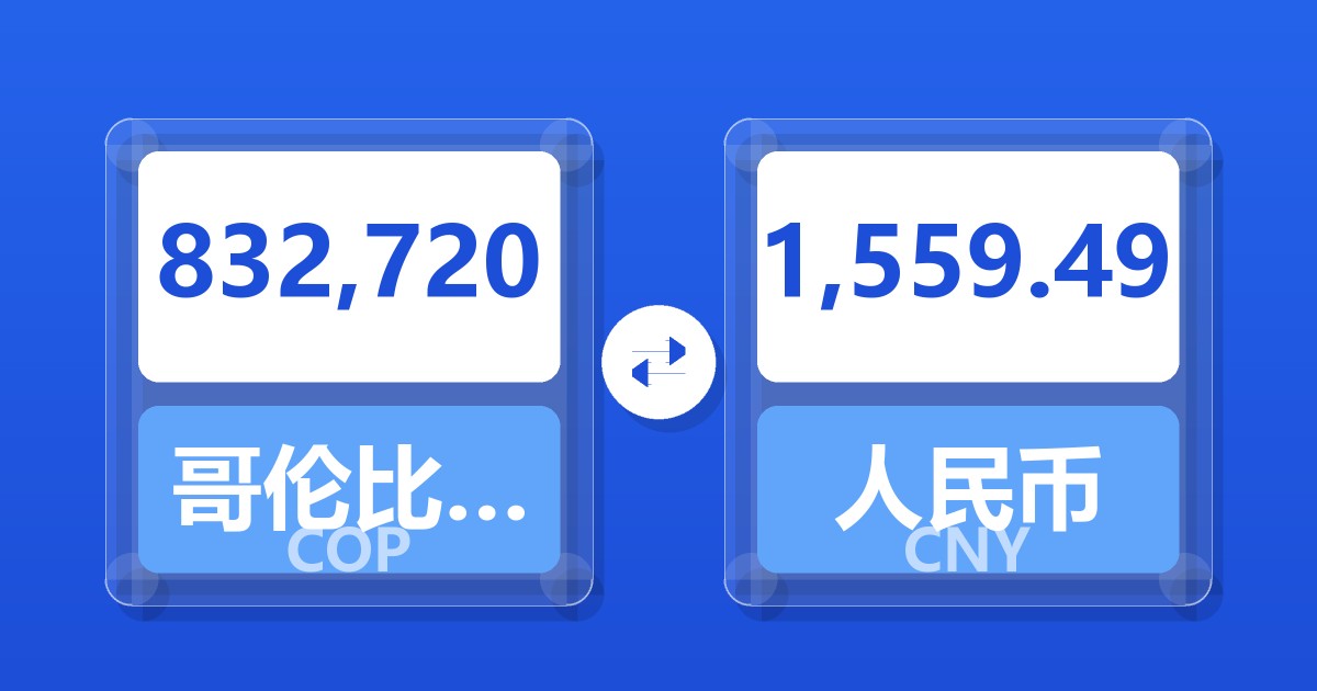 832,720哥伦比亚比索兑人民币