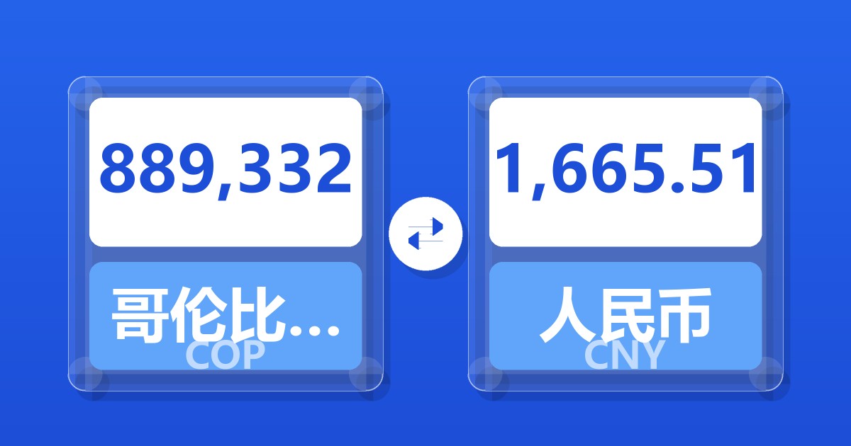 889,332哥伦比亚比索兑人民币