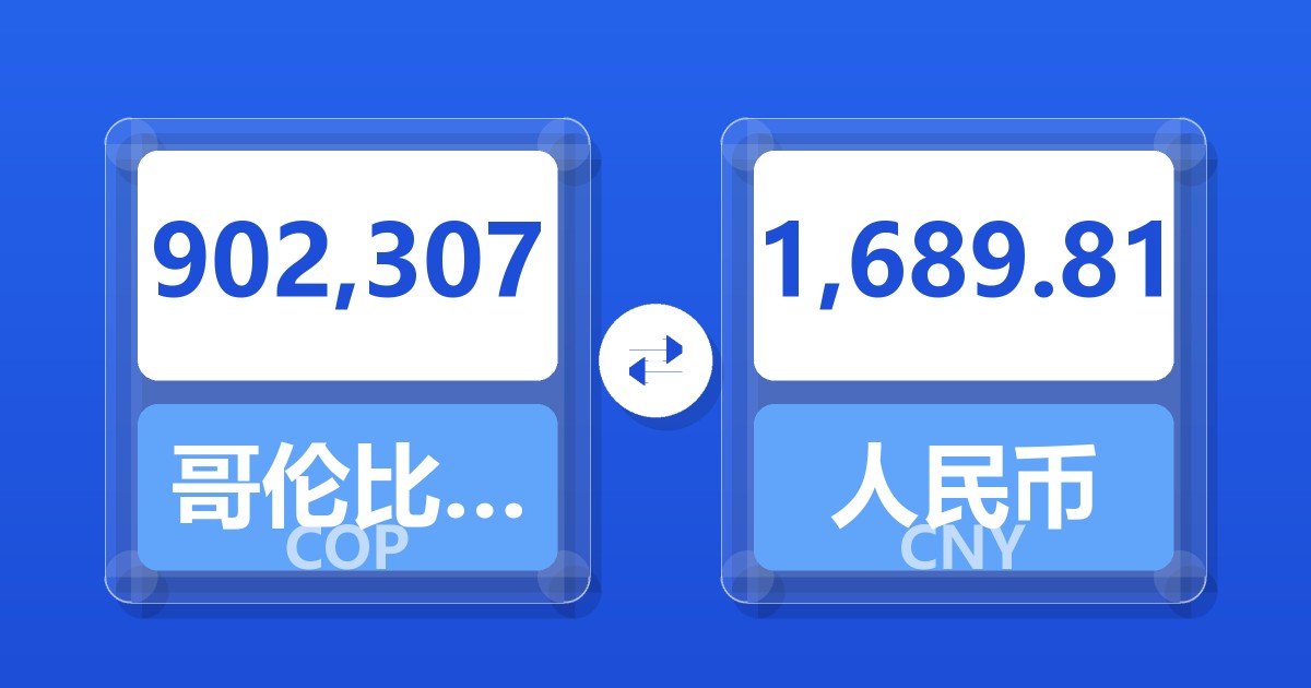 902,307哥伦比亚比索兑人民币