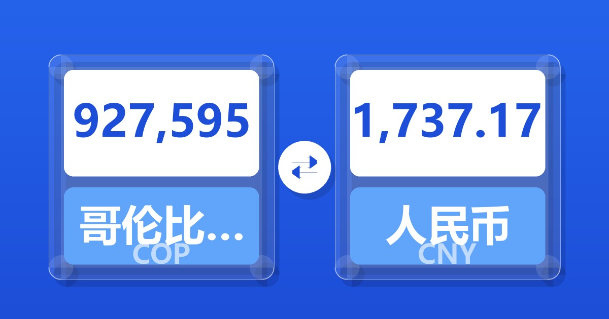 927,595哥伦比亚比索兑人民币