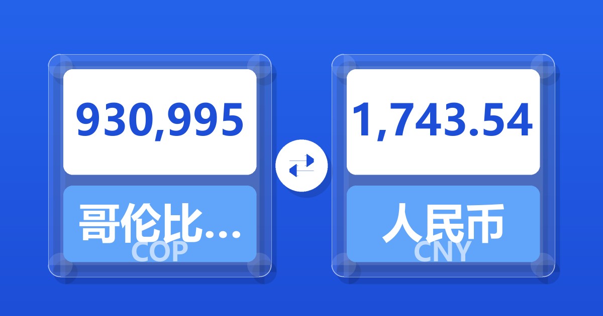 930,995哥伦比亚比索兑人民币
