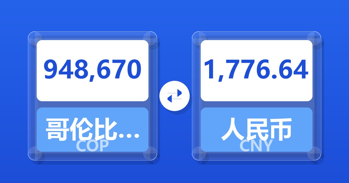 948,670哥伦比亚比索兑人民币