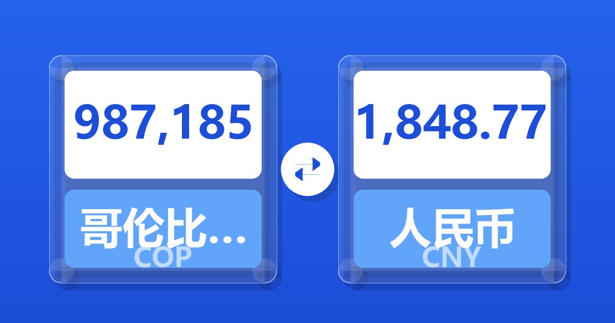 987,185哥伦比亚比索兑人民币