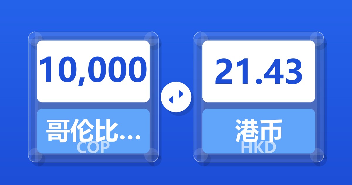 10,000哥伦比亚比索兑港币