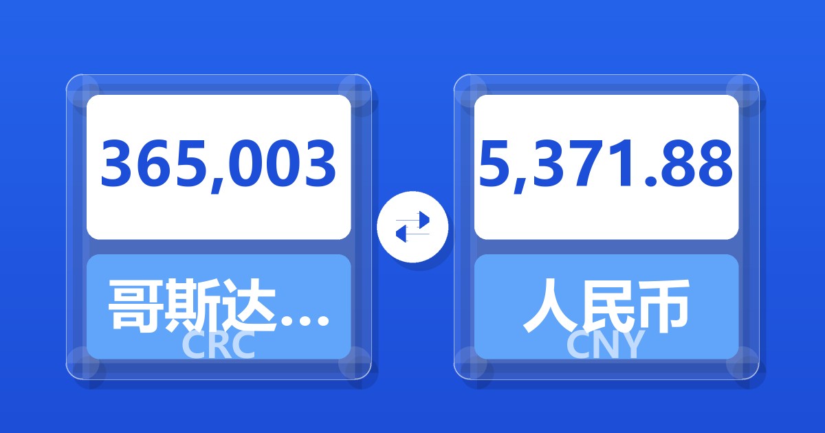 365,003哥斯达黎加科朗兑人民币