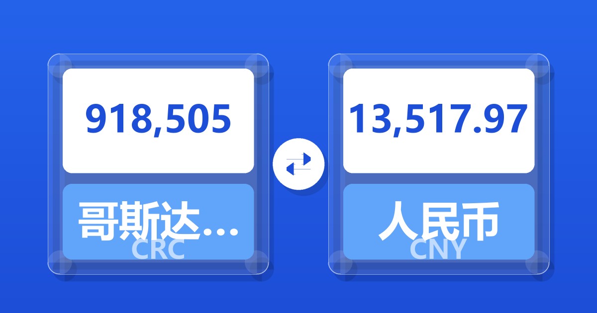 918,505哥斯达黎加科朗兑人民币