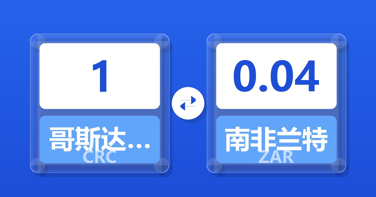 1哥斯达黎加科朗兑南非兰特