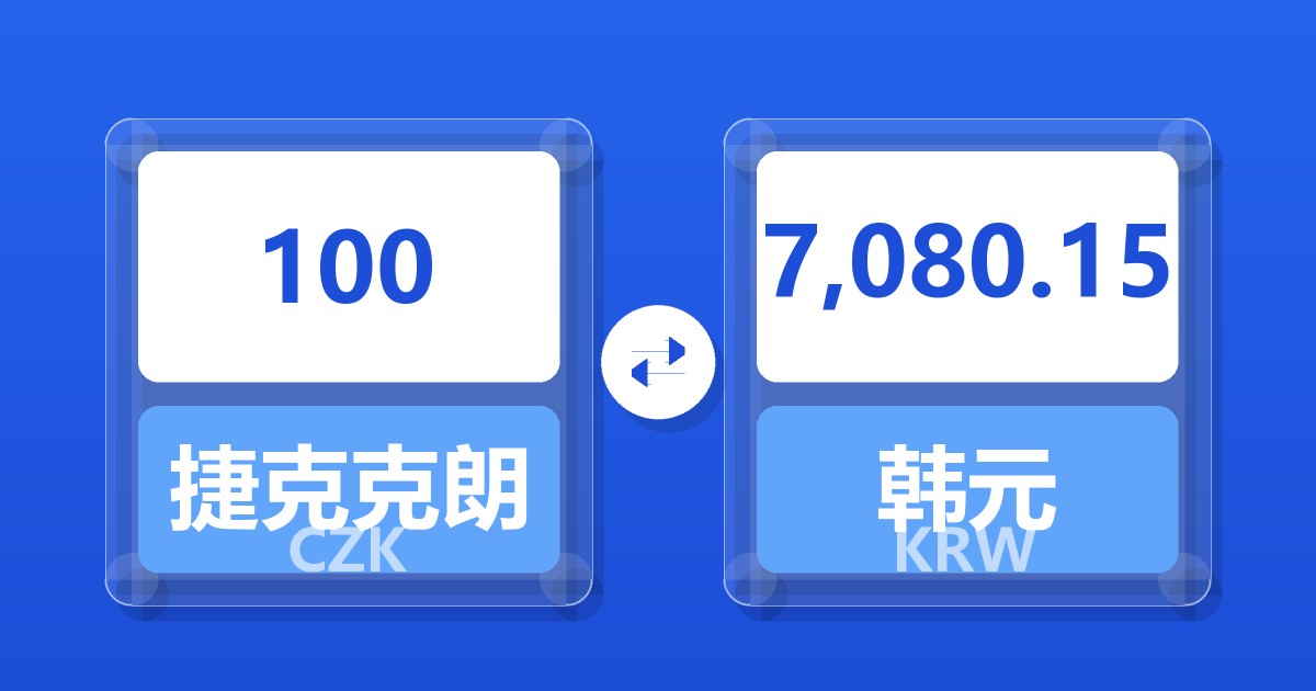 100捷克克朗兑韩元