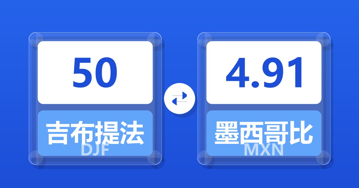 50吉布提法郎兑墨西哥比索