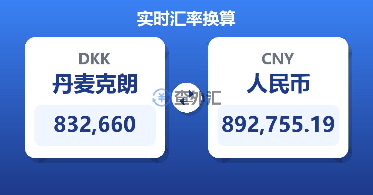 832,660丹麦克朗兑人民币