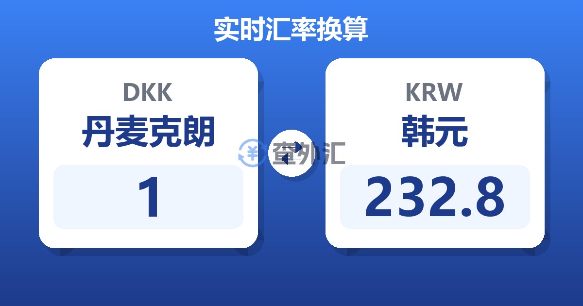 1丹麦克朗兑韩元