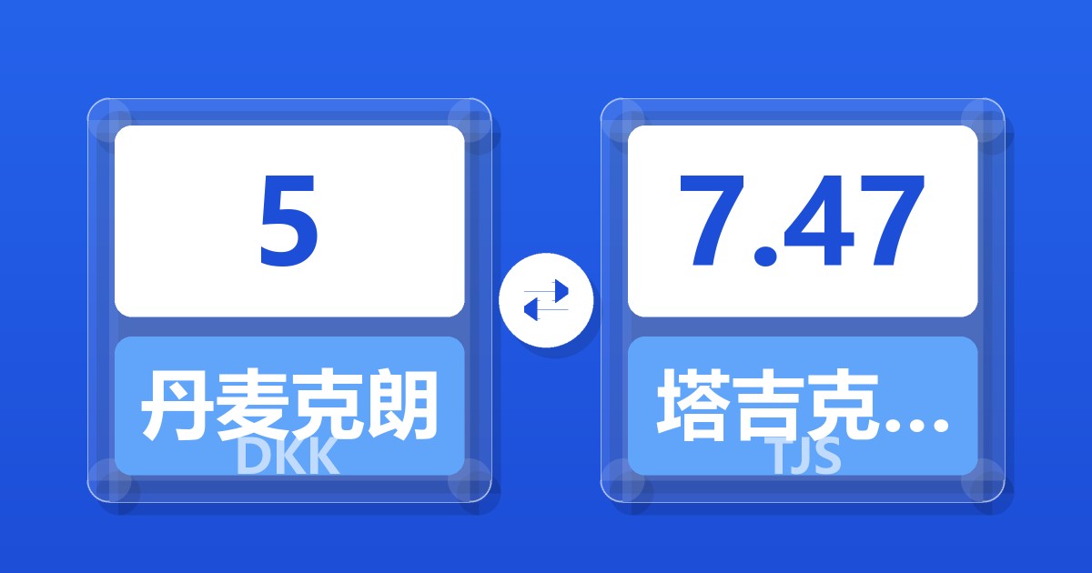 5丹麦克朗兑塔吉克斯坦索莫尼