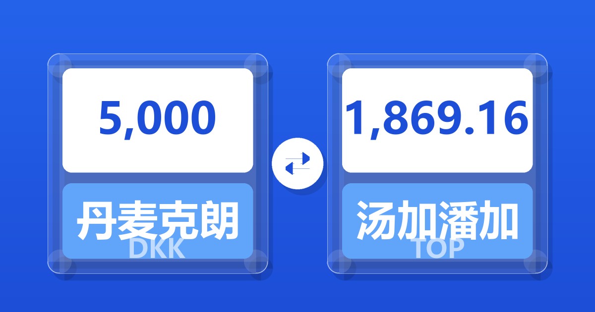5,000丹麦克朗兑汤加潘加